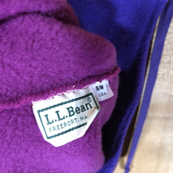 Vintage L.L. Bean Freeport Maine Fleece Womens Size S/M Snow Hat Beanie 2 Tone - Picture 7 of 10